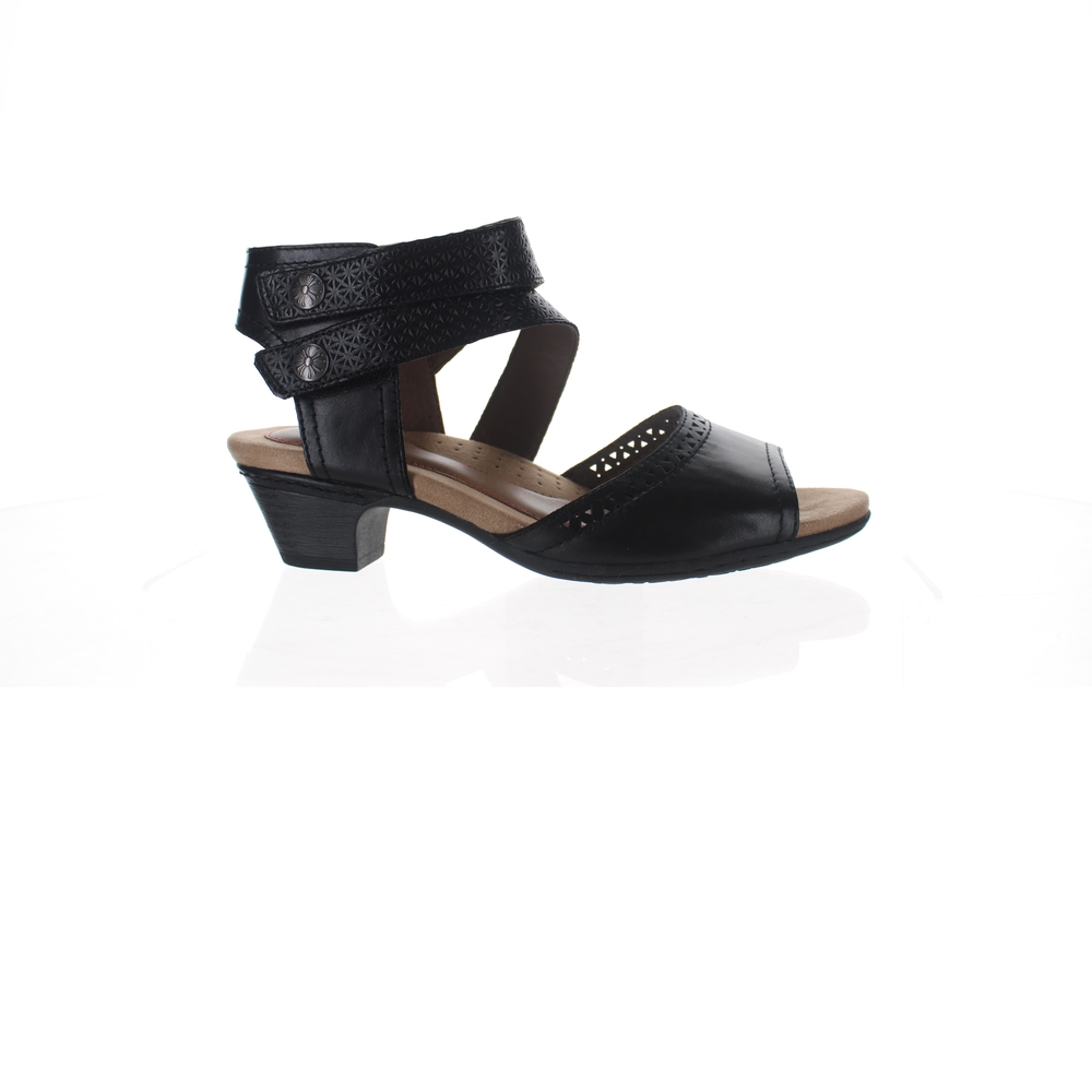 Rockport Womens Abbott Black Ankle Strap Heels Size 8 Wide (C D  W) (2359708)